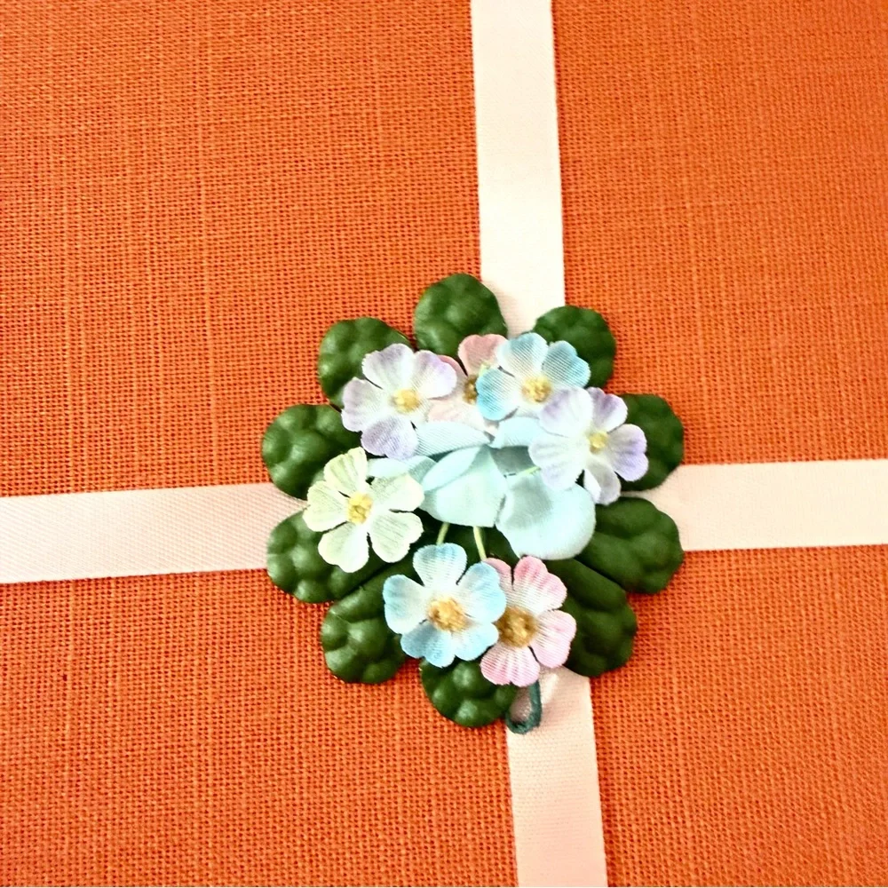 NIB Vtg Empress 8 PCs Placemat Place Mat Set Mats & Napkins‎ Orange Embroidered